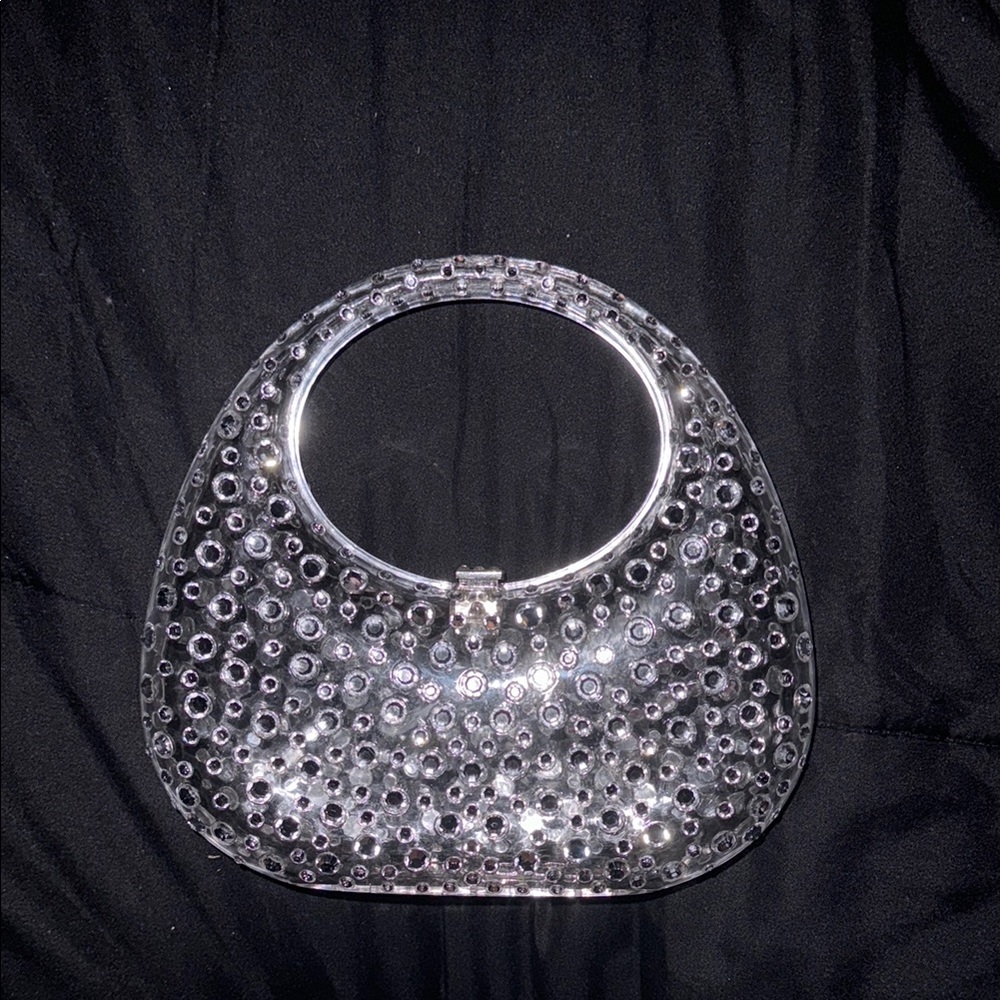 Rhinestone clear acrylic moon bag
